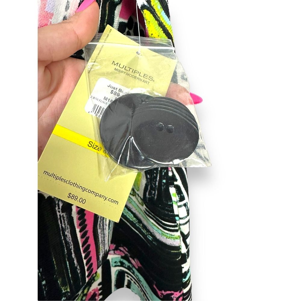 Multiples Abstract Chunky Button Blazer M - image 4